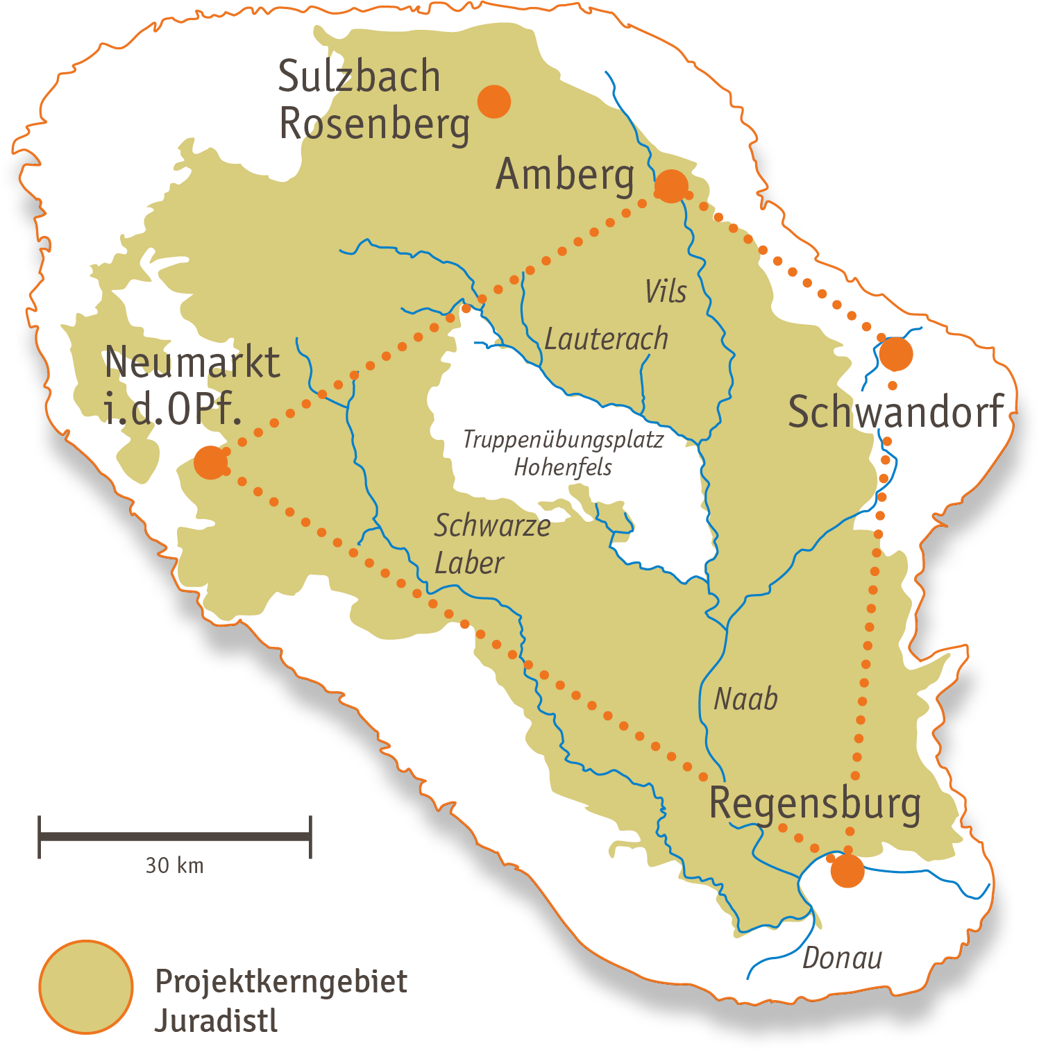 Karte des Projektkerngebiets Juradistl